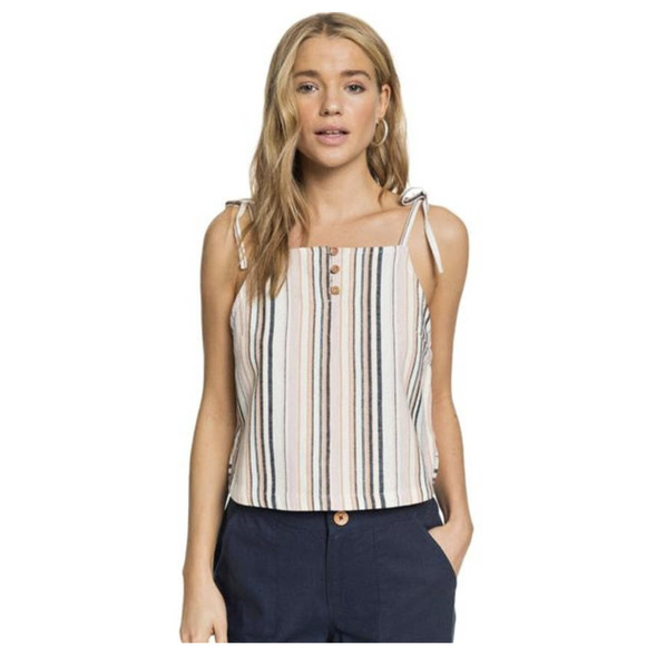 Roxy Live Lovely Button Front Linen Tank Top Size XS - Picture 12 of 14